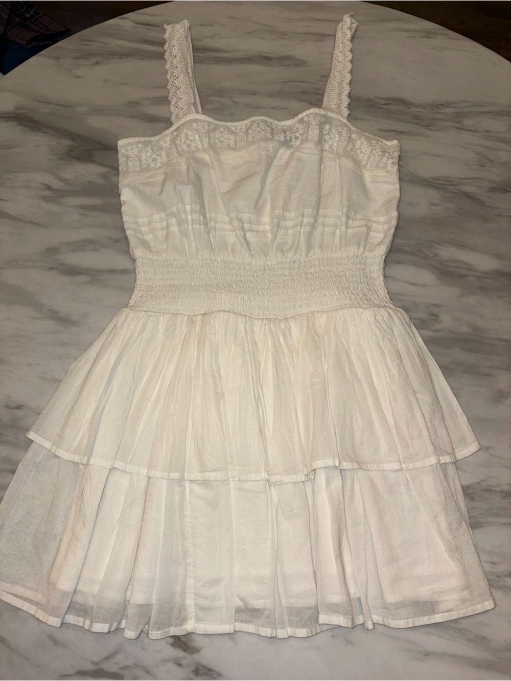 Forever 21 White Crochet Tiered Sun Mini Dress - NWT